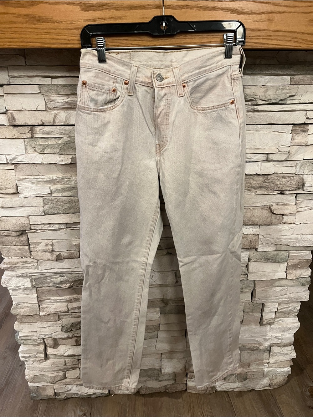 Levi's Straight-Leg Jeans in Light Beige Denim